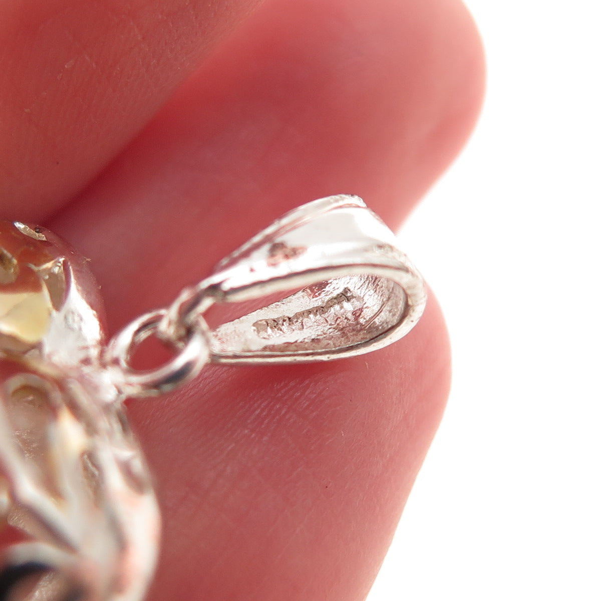 925 Sterling Silver 2-Tone Vintage Floral Scroll Heart Charm Pendant