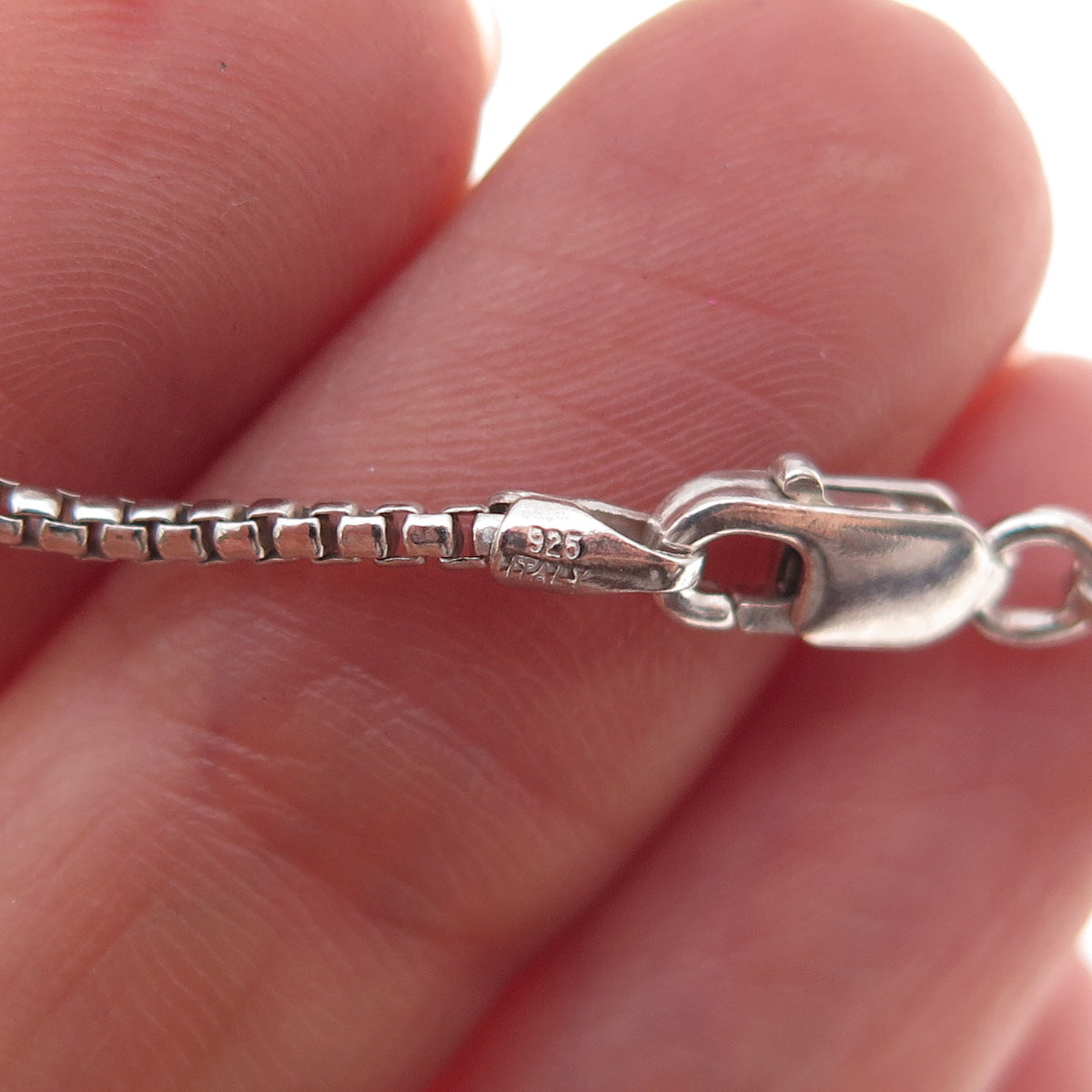 925 Sterling Silver Italy Round Box Chain Necklace 18"