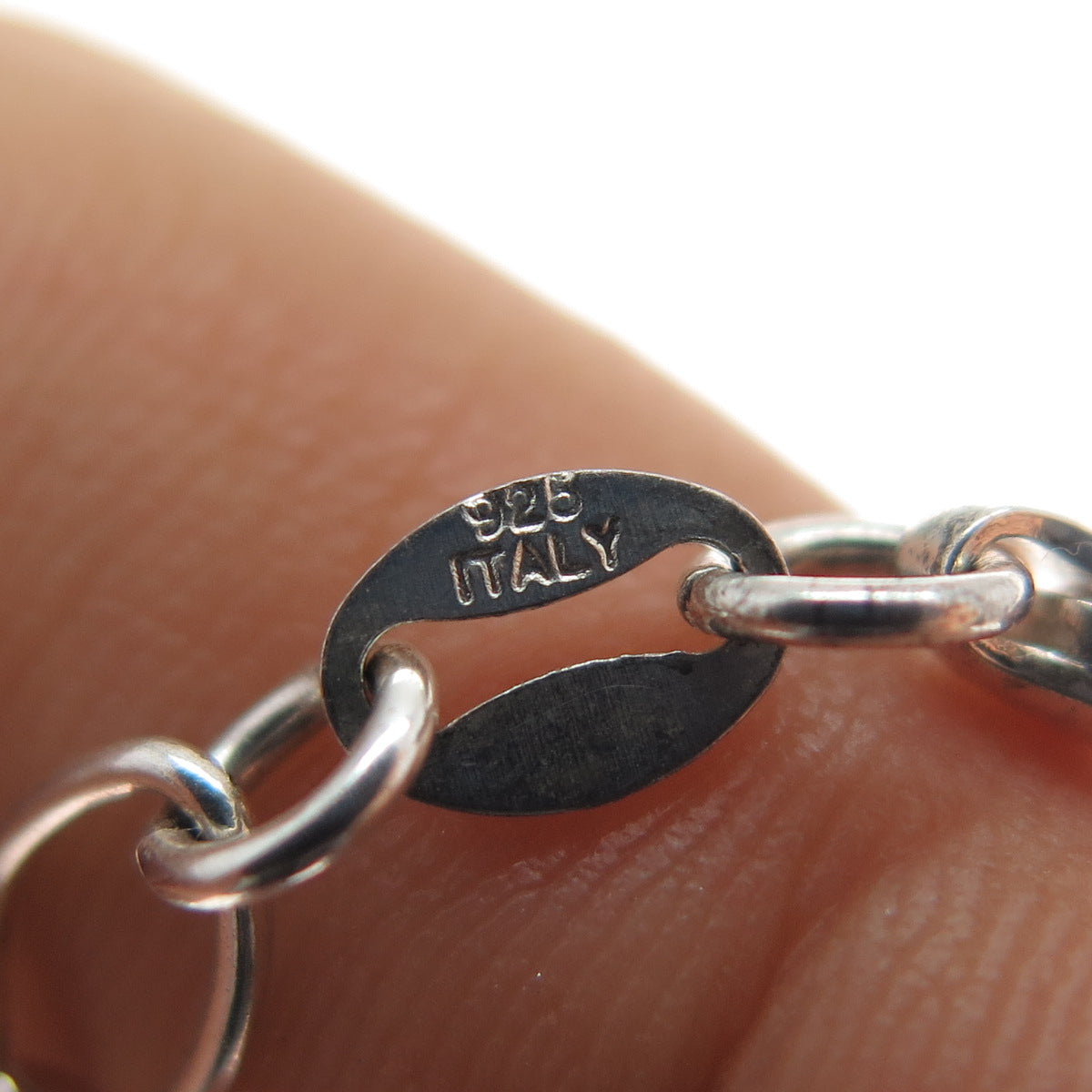 925 Sterling Silver Vintage Italy Modernist Oval Chain Necklace 24"