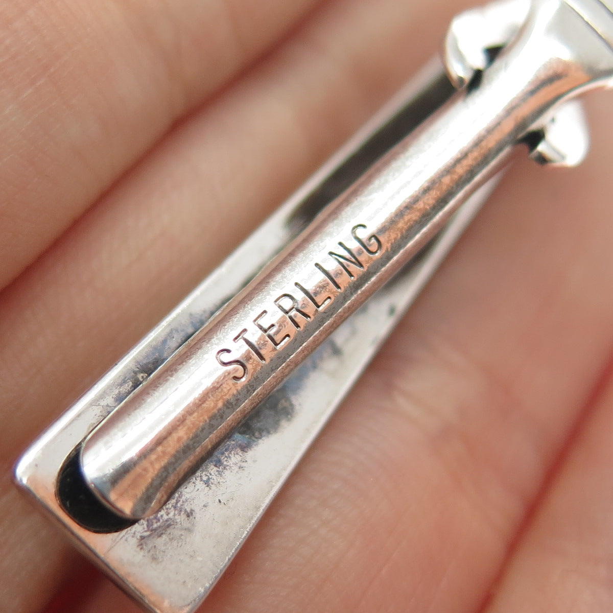 925 Sterling Silver Vintage Engraved Tie Clip