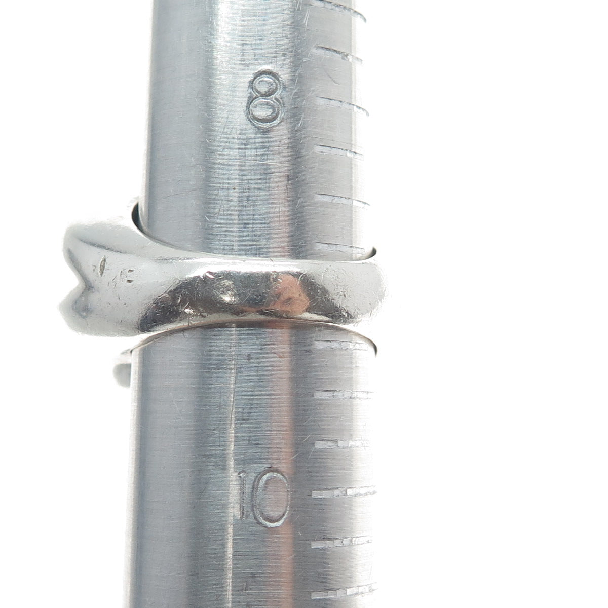 925 Sterling Silver Vintage Modernist Puffy Ribbed Ring Size 9.25