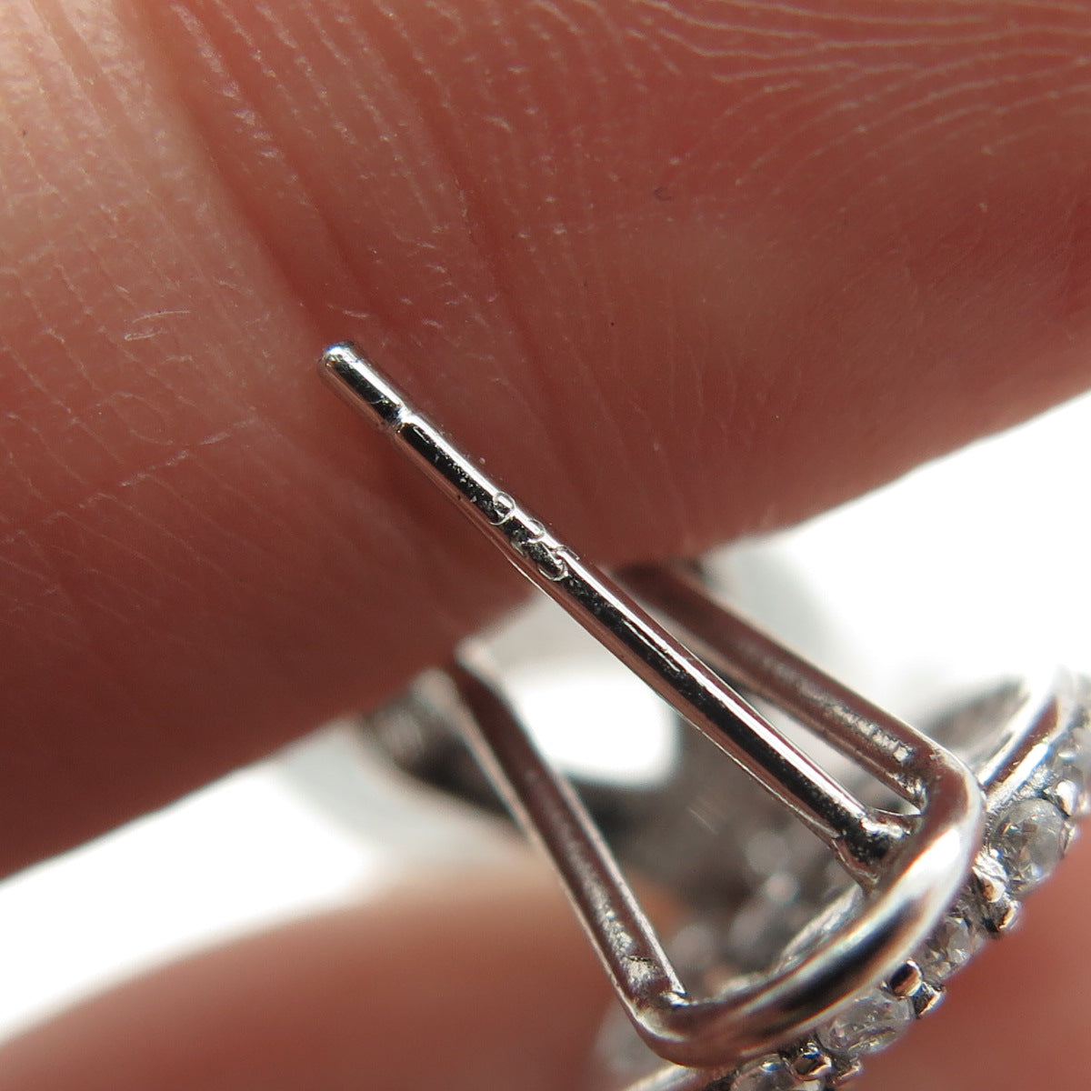 925 Sterling Silver Round-Cut C Z Oval Dangling Omega Back Earrings