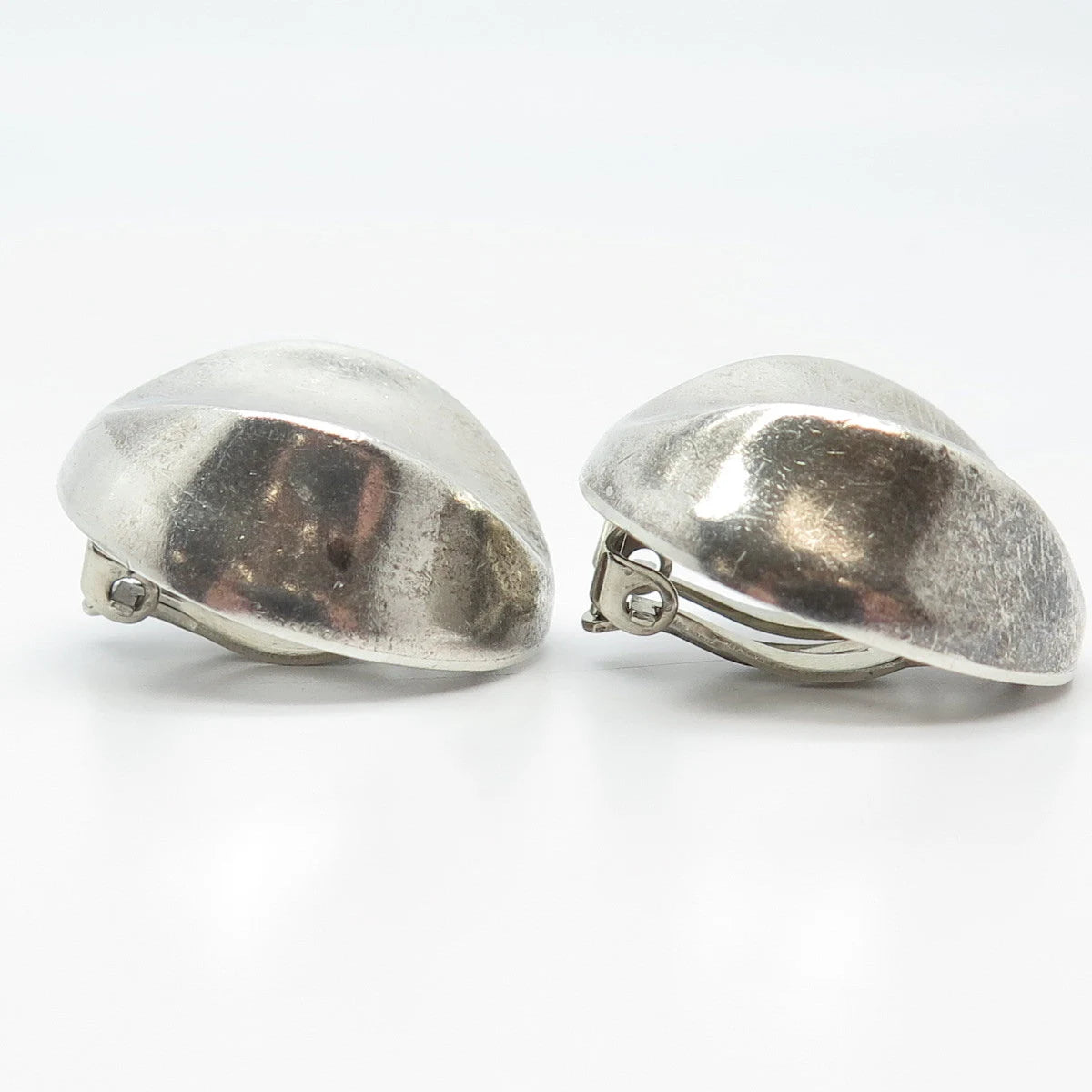 925 Sterling Silver Vintage Mexico Abstract Clip On Earrings