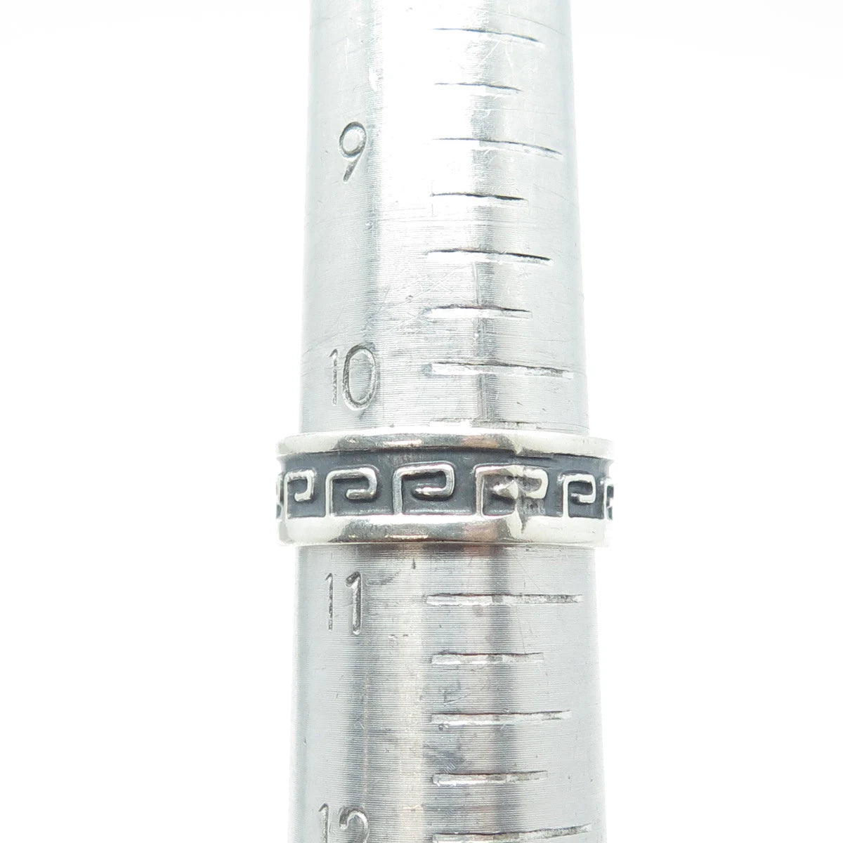 925 Sterling Silver Vintage Greek Maze Band Ring Size 10.75