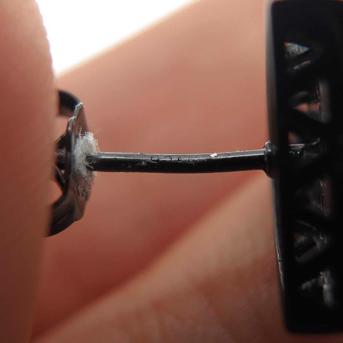 925 Sterling Silver Black Rhodium Round-Cut C Z Triangle Stud Earrings