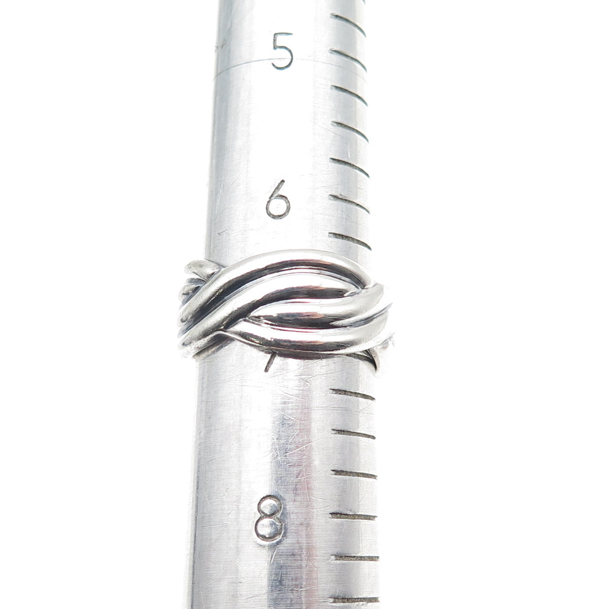 925 Sterling Silver Vintage Modernist Woven Oxidized Ring Size 7