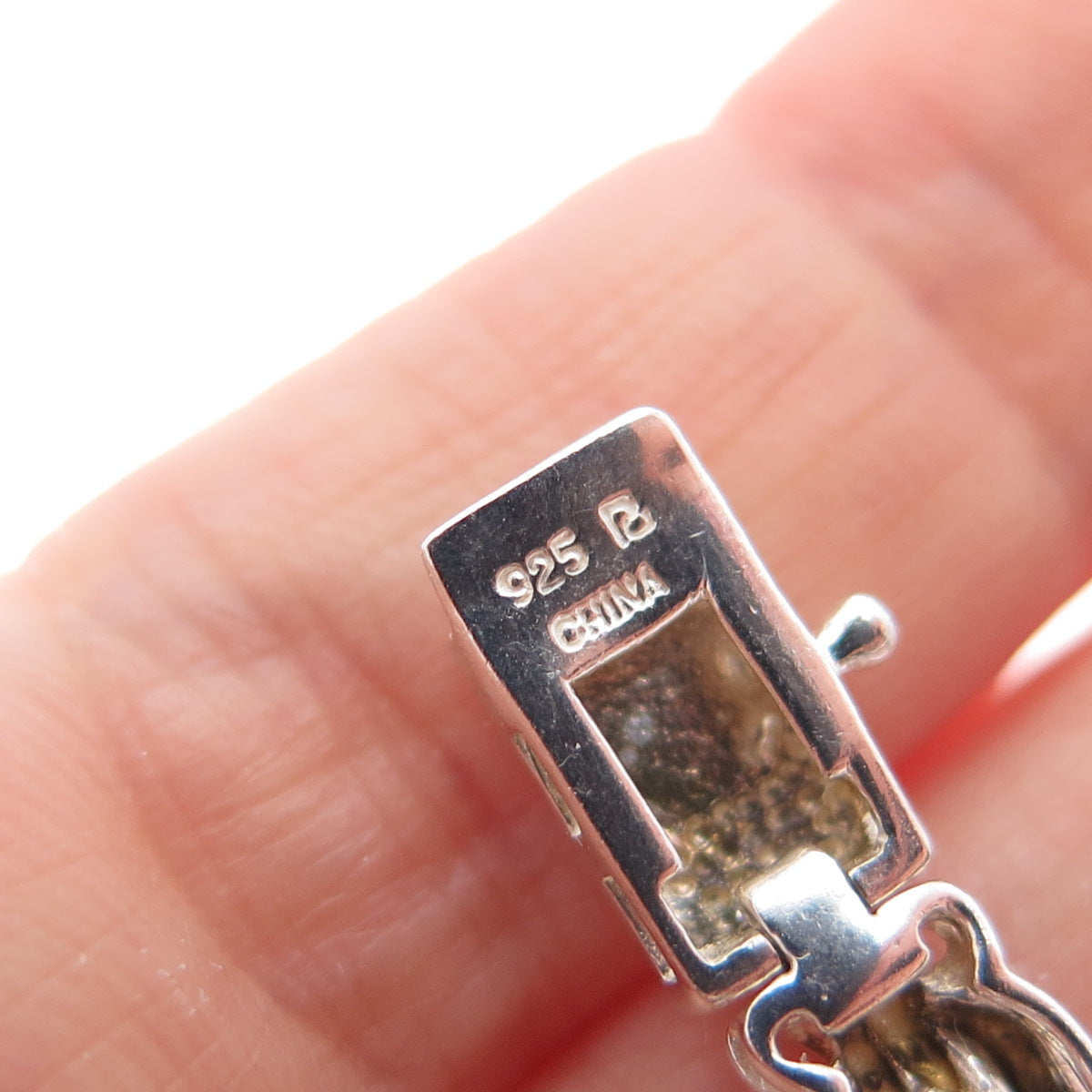 ROSS SIMONS 925 Sterling Silver Vintage Real Lapis Swirl Link Bracelet 7.25"