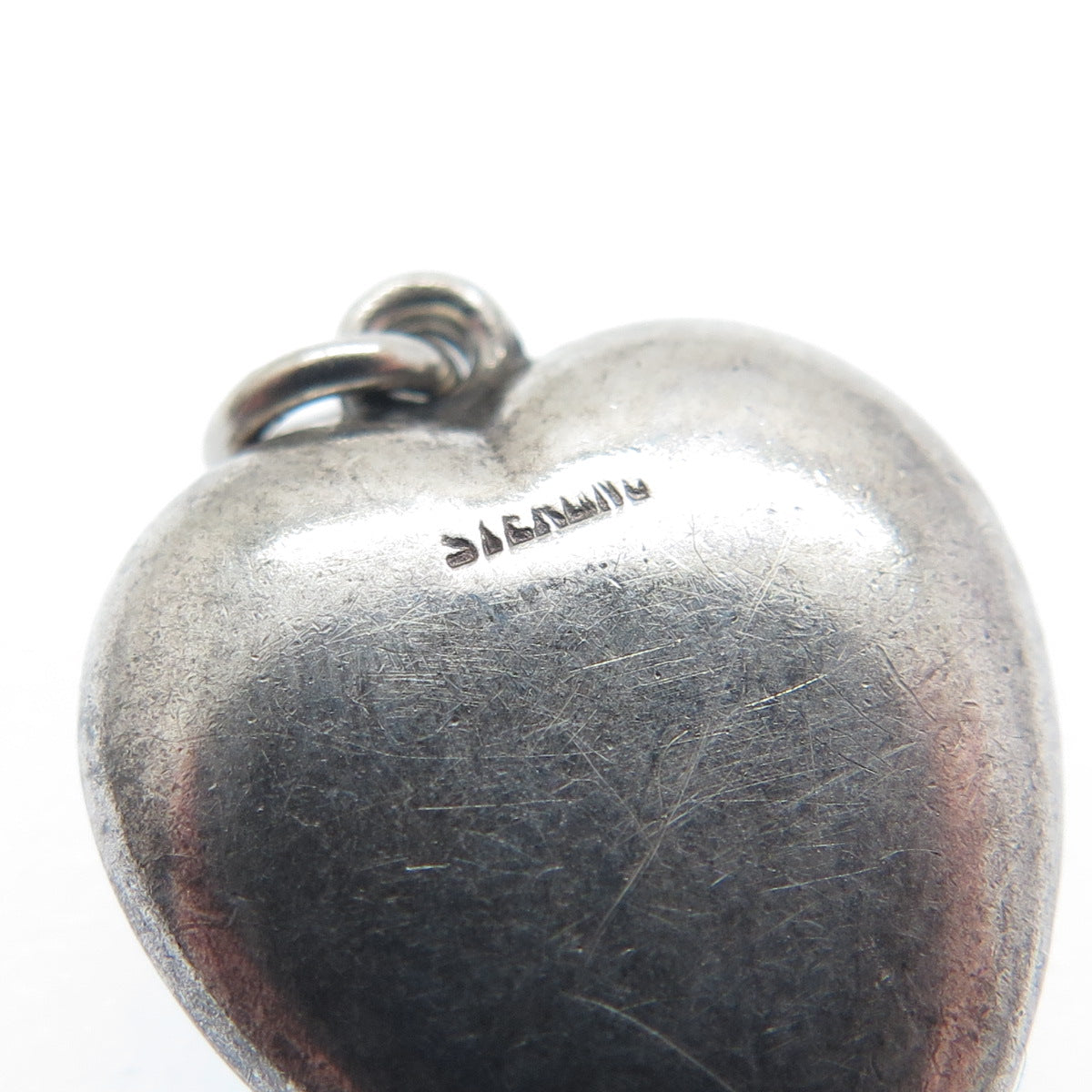 925 Sterling Silver Antique Art Deco Chatelaine Heart Minimalist Charm Pendant