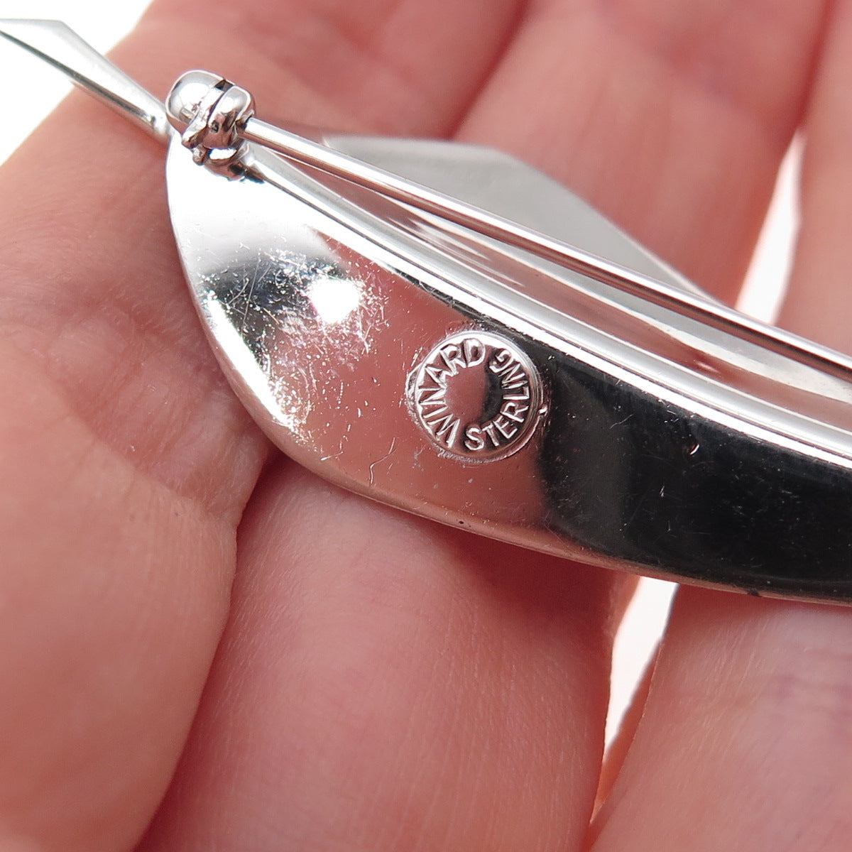 Winard 925 Sterling Silver Vintage Feather Pin Brooch