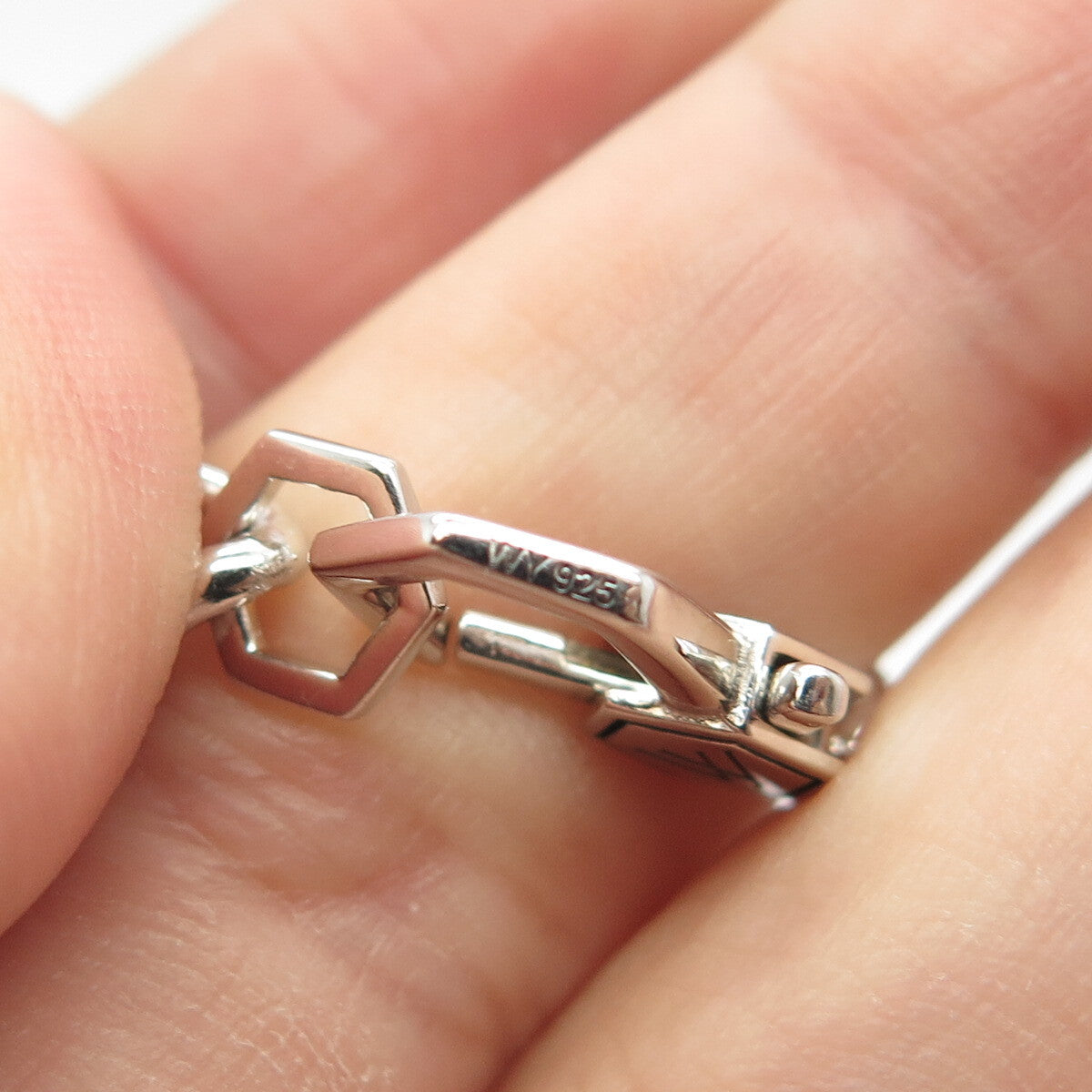 925 Sterling Silver With You Lockets Curb Link Bracelet 7"