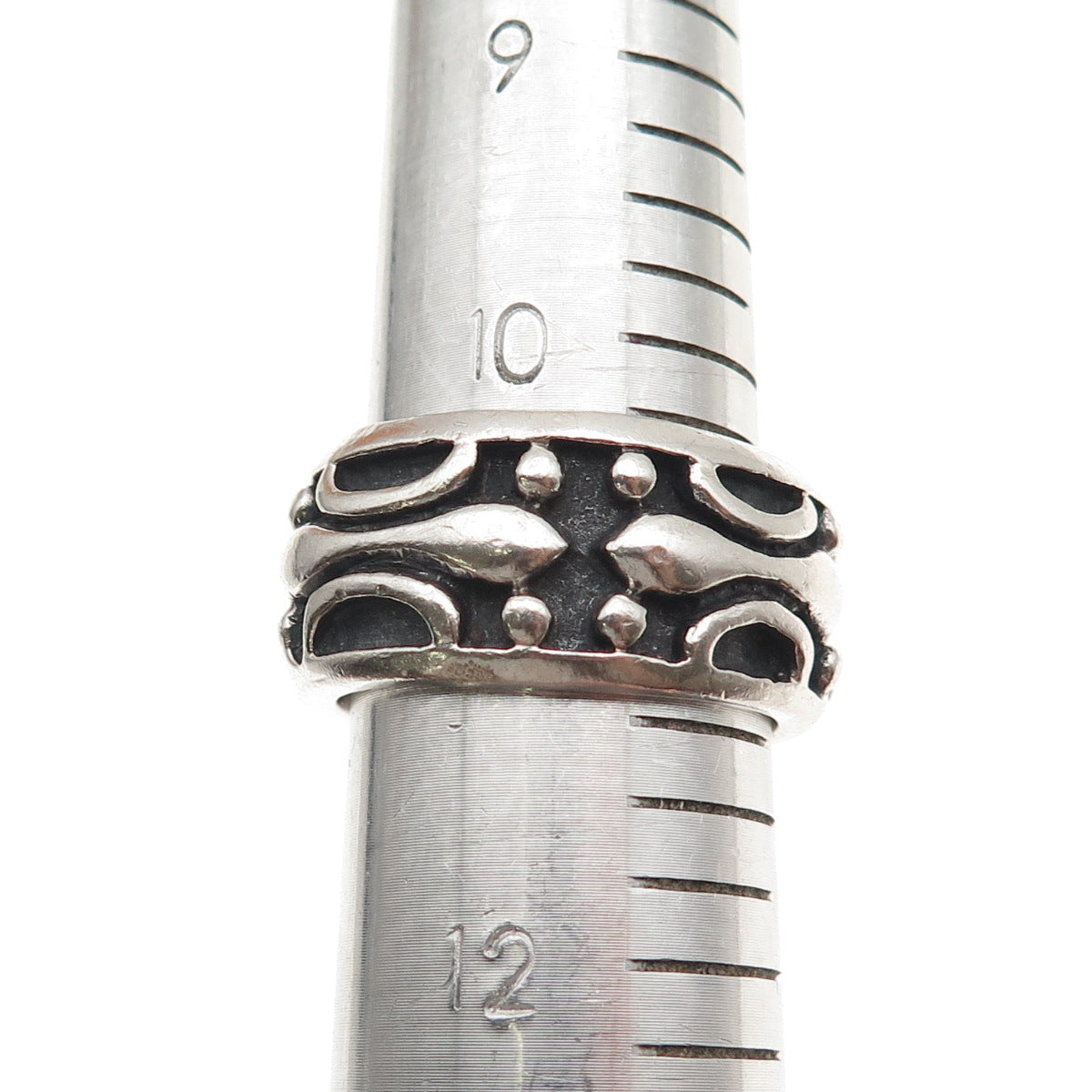 925 Sterling Silver Vintage Modernist Oxidized Wide Band Ring Size 11.25
