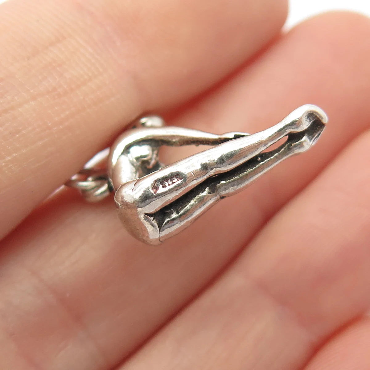 925 Sterling Silver Vintage Gymnast / Athlete Girl Charm Pendant