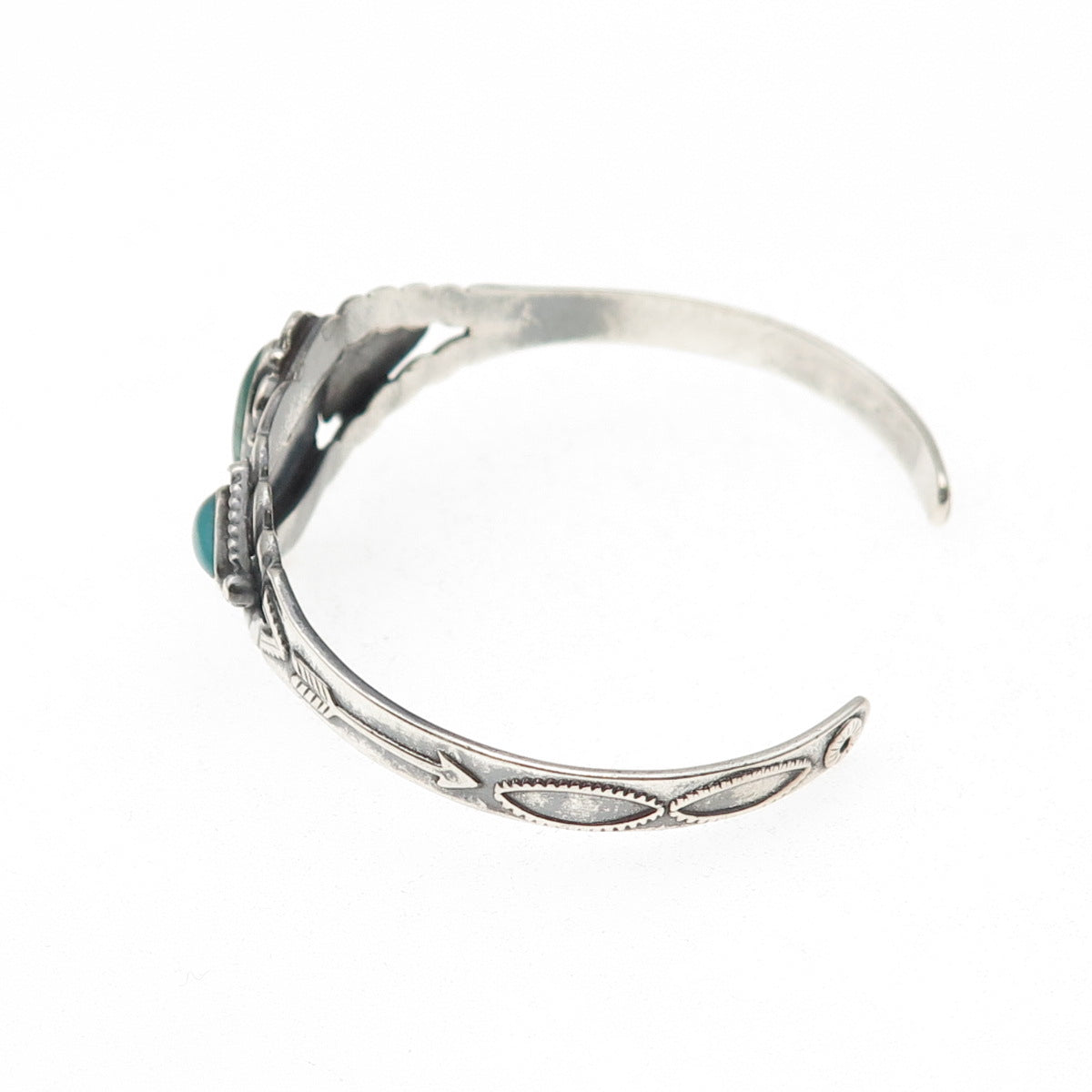 Old Pawn 925 Sterling Silver Vintage Kingman Turquoise Adjustable Bracelet 6.25"