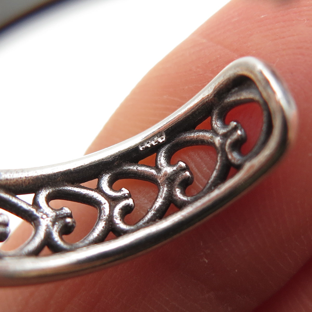 925 Sterling Silver Vintage Heart Link Oxidized Hoop Earrings