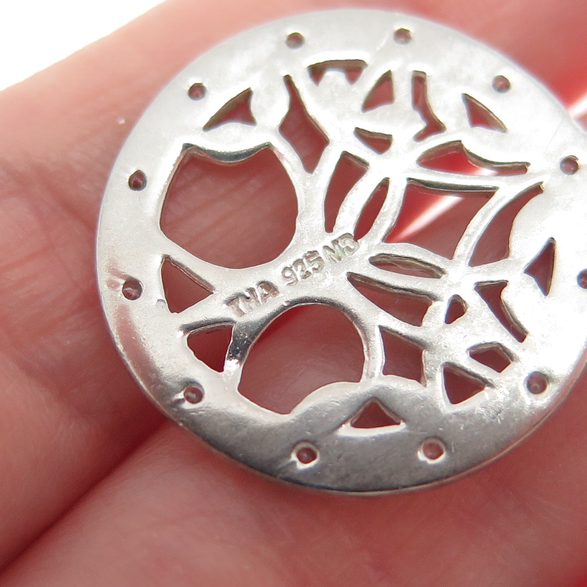 CHARLES WINSTON Sterling Silver Vintage Round-Cut C Z Tree of Life Charm Pendant