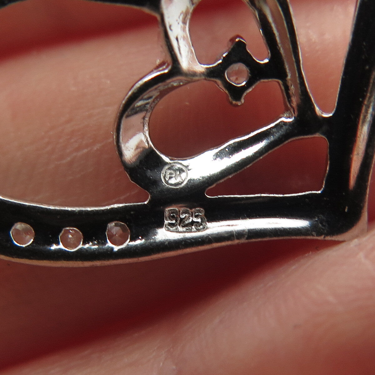 925 Sterling Silver Round-Cut C Z Open Heart Slide Pendant