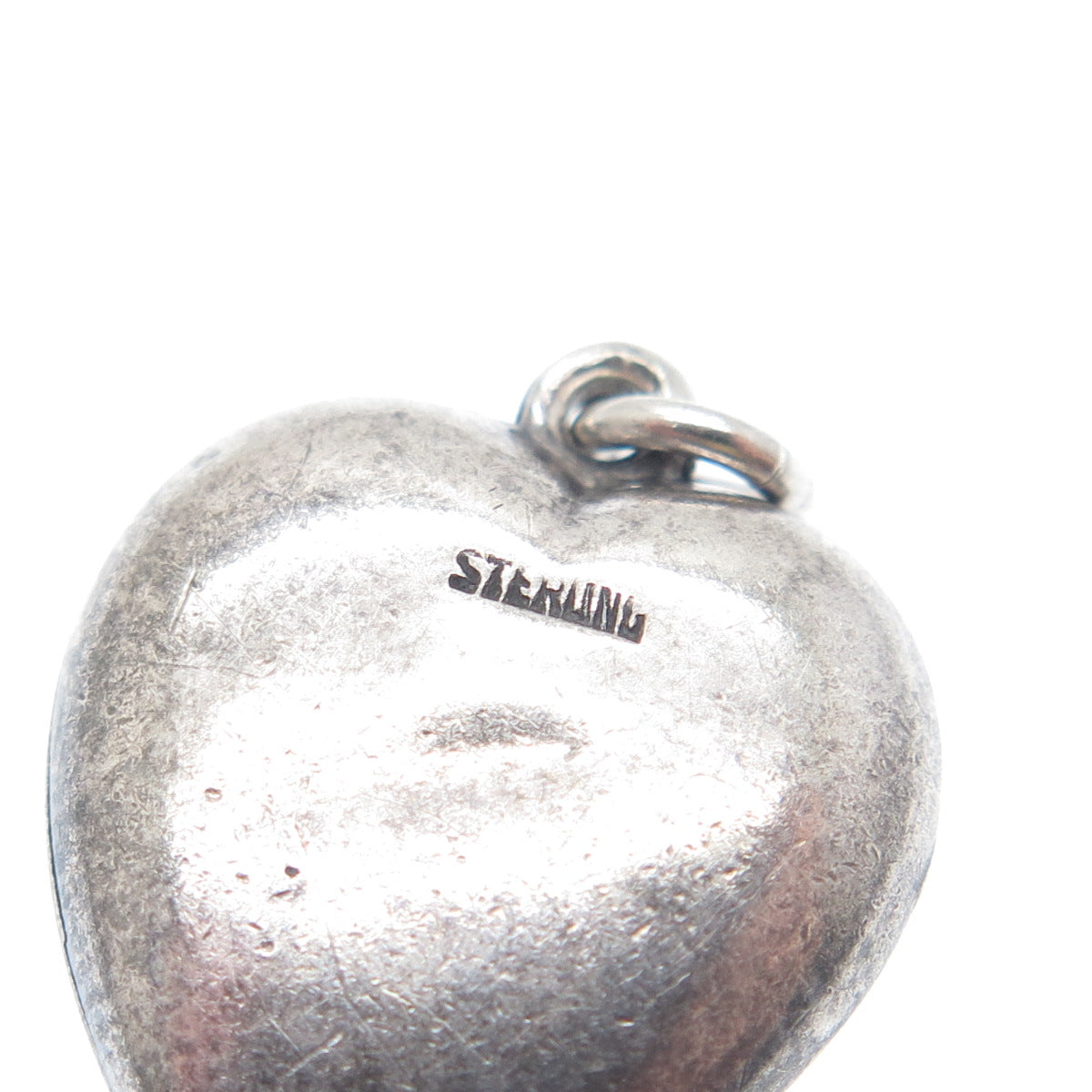 925 Sterling Silver Antique Art Deco Chatelaine Heart Minimalist Charm Pendant