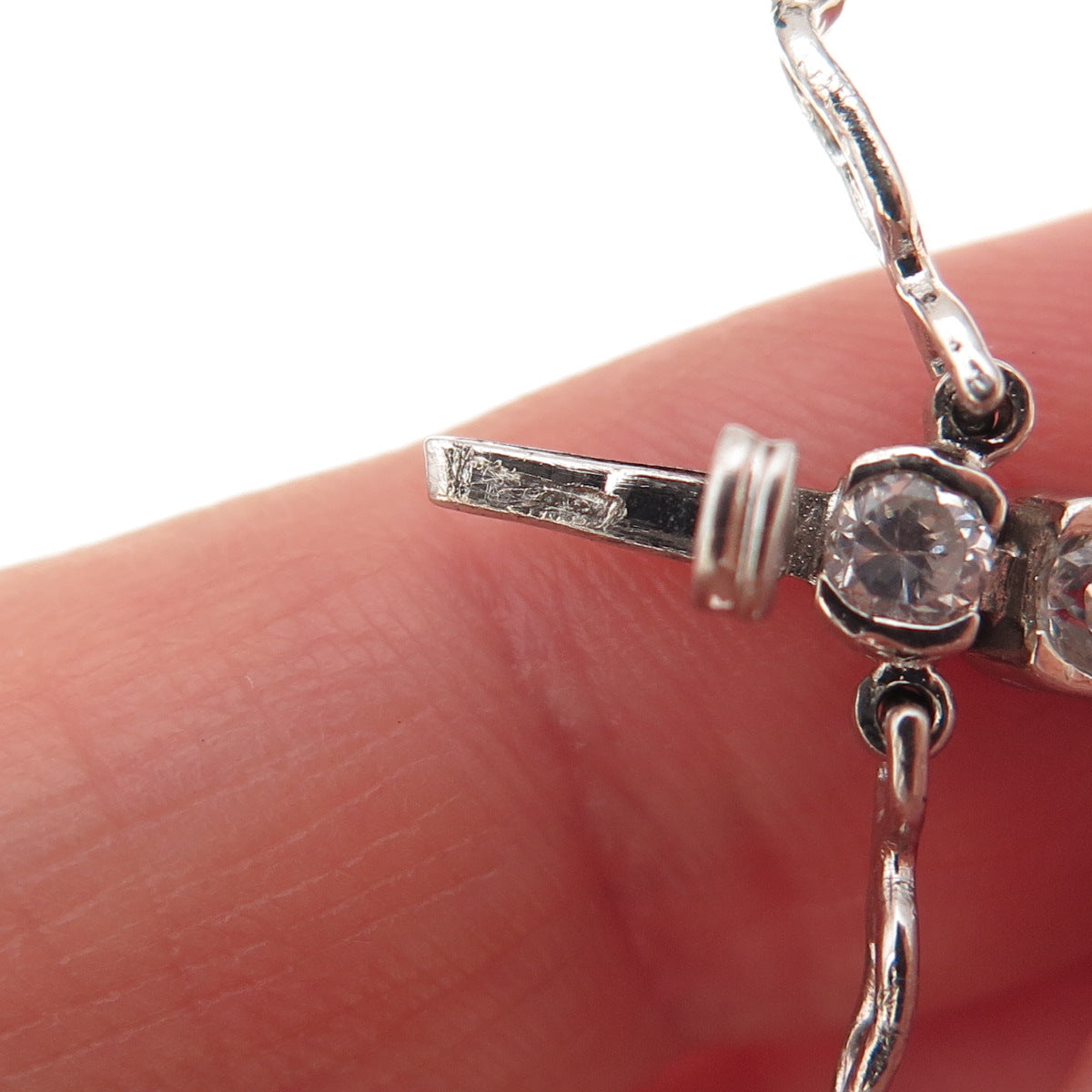925 Sterling Silver Round-Cut C Z Tennis Link Bracelet 7.25"