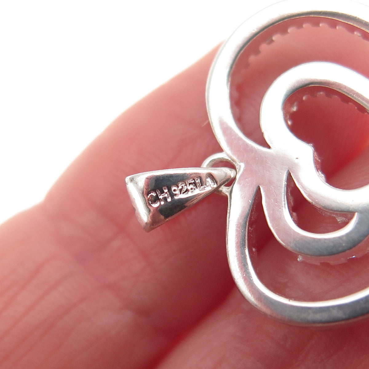 925 Sterling Silver Round-Cut C Z Heart Charm Pendant