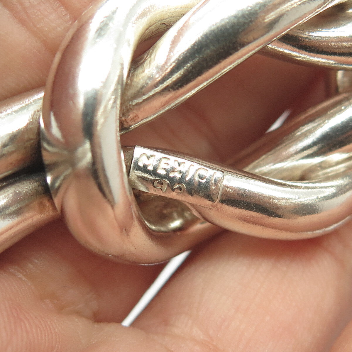 925 Sterling Silver Vintage Mexico Mariner Knot Adjustable Cuff Bracelet 6.25"
