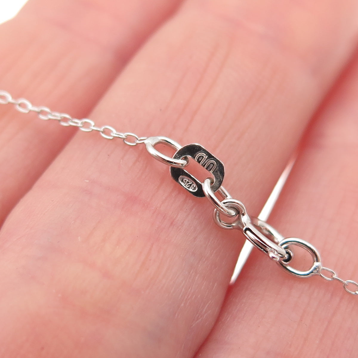 925 Sterling Silver Real Round-Cut Diamond Heart Cable Chain Necklace 20"