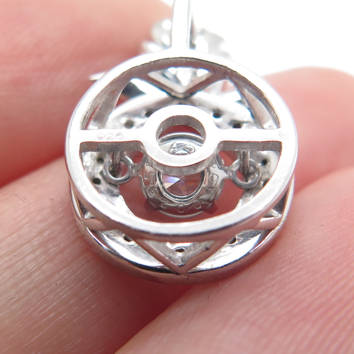 925 Sterling Silver Round-Cut C Z Rose Flower Minimalist Charm Slide Pendant