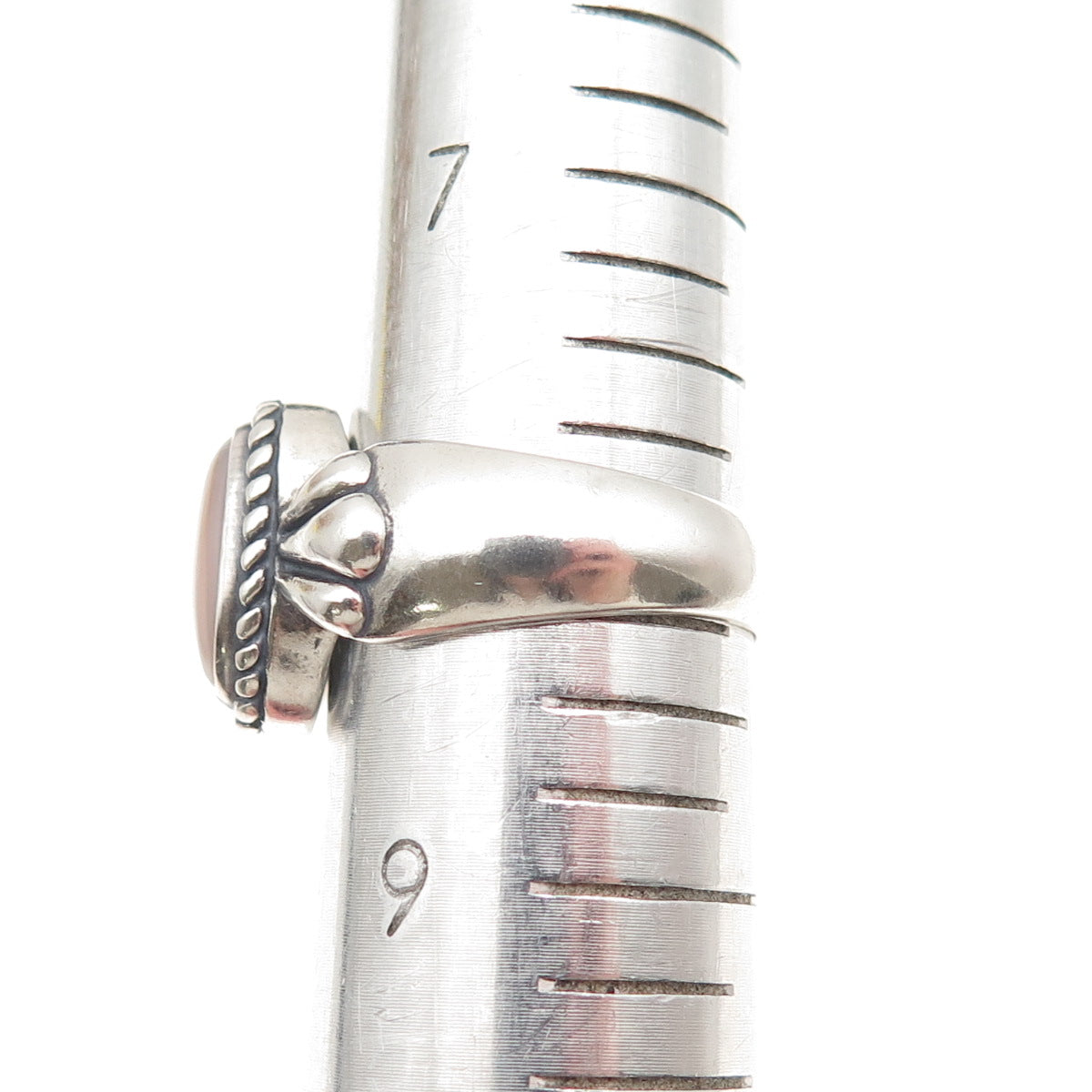 Carolyn Pollack 925 Sterling Silver Vintage Real MOP Oxidized Ring Size 8.25