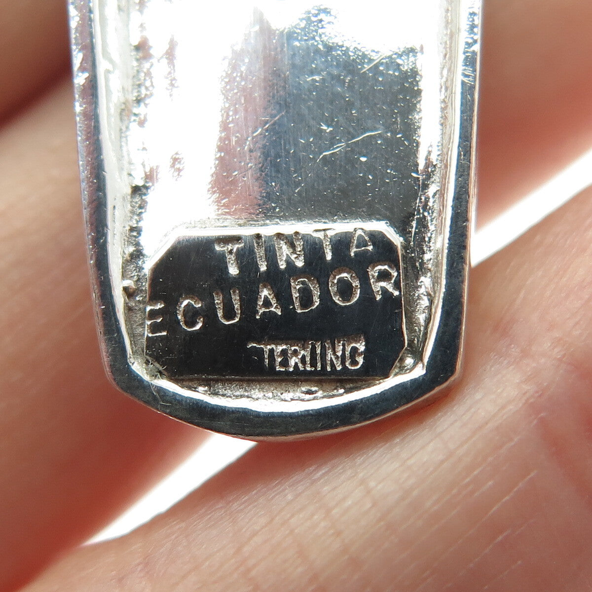 JOAQUIN TINTA 925 Sterling Silver Vintage ECUADOR Tribal Totem Slide Pendant