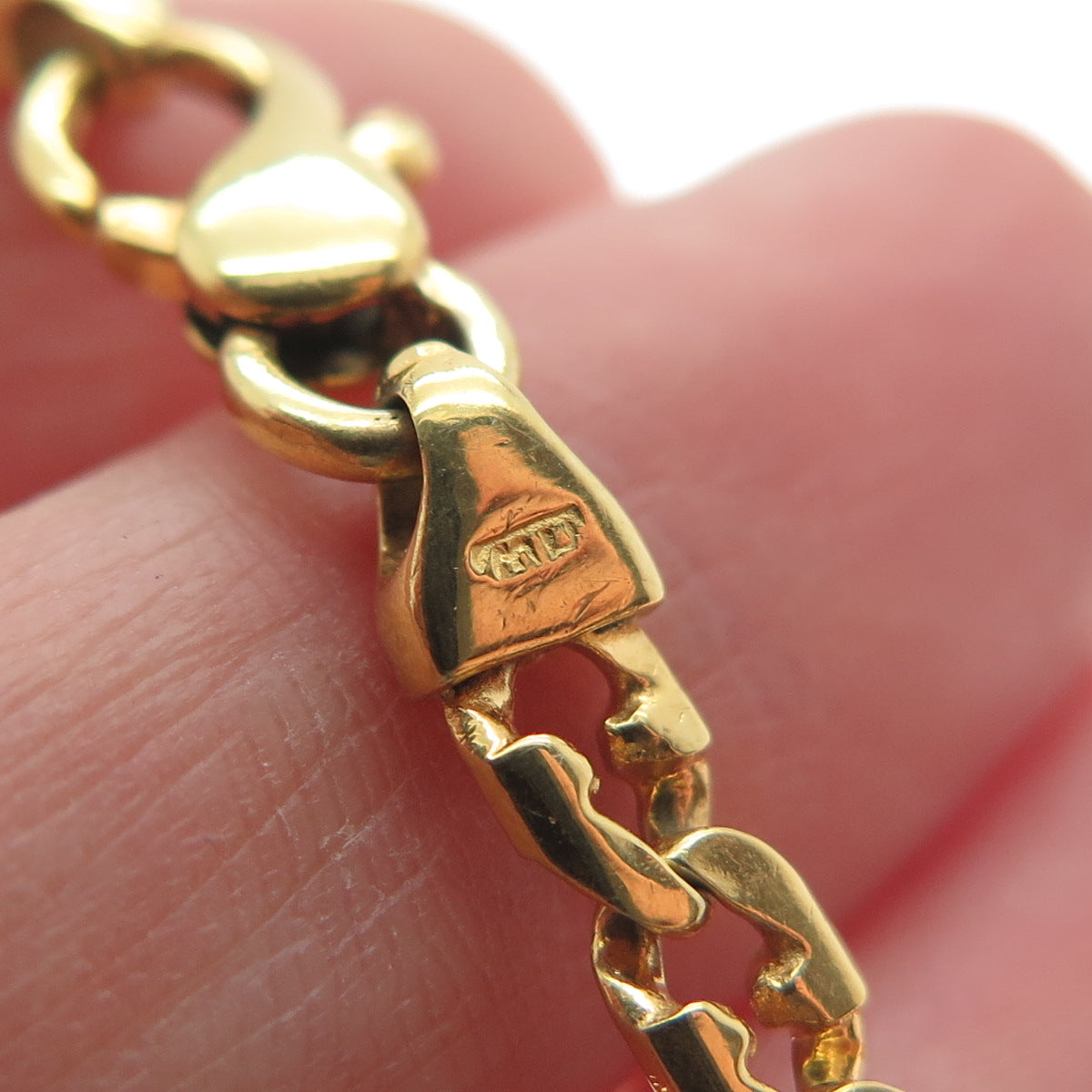 925 Sterling Silver Gold Plated Vintage Mariner Curb Link Bracelet 8.25"