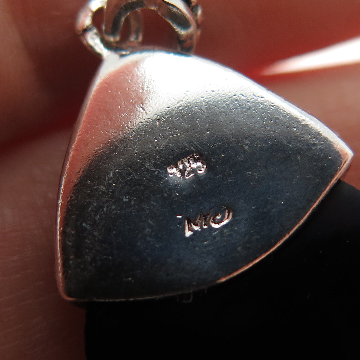 CHARLES WINSTON Sterling Silver Vintage Real Black Onyx Oxidized Charm Pendant