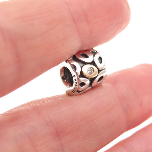 Pandora 925 Sterling Silver & Gold C Z Oh My! Slide Bead Charm