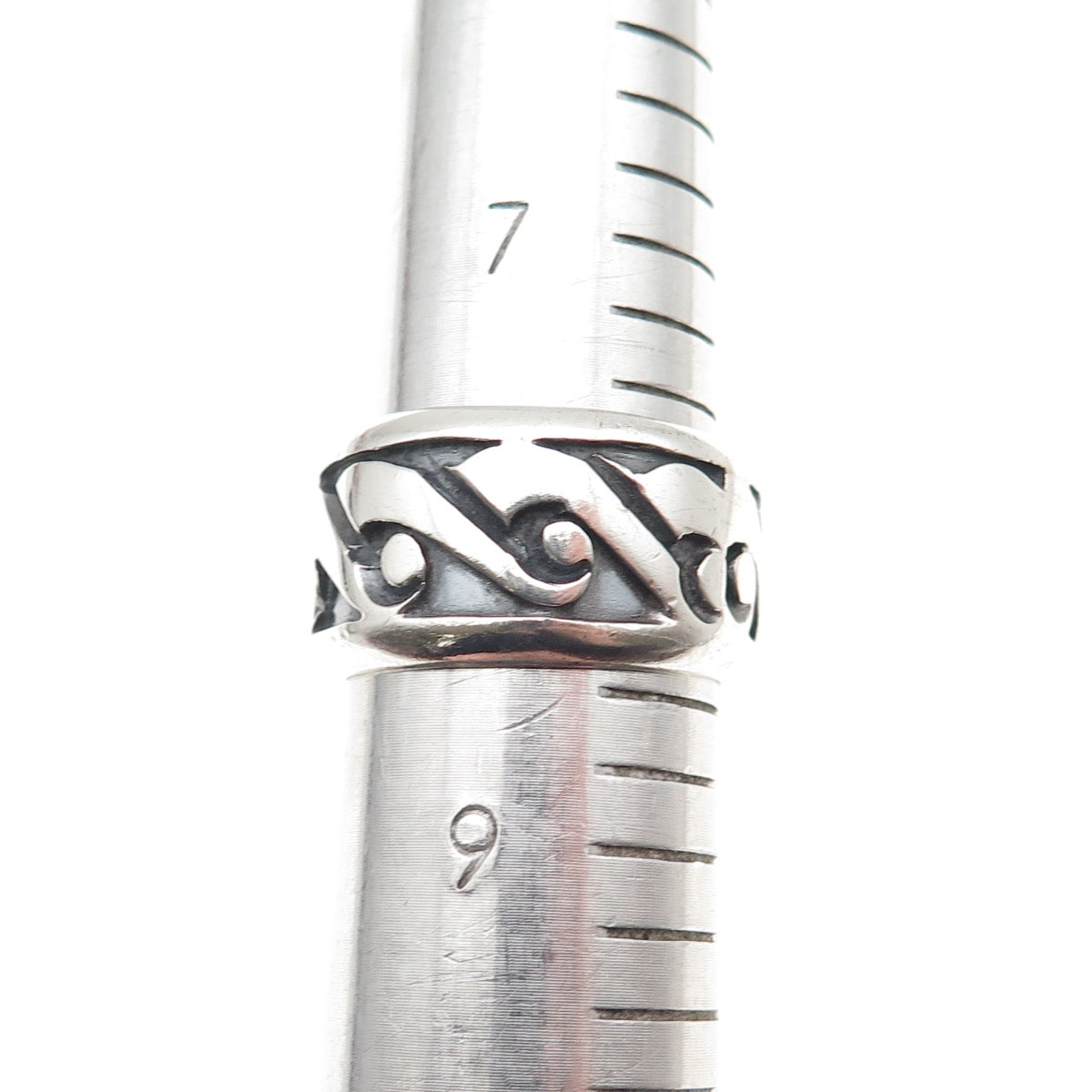 925 Sterling Silver Vintage Modernist Oxidized Band Ring Size 8.5