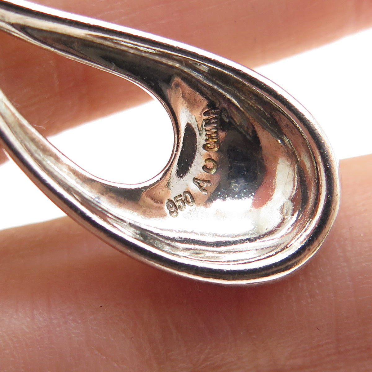 950 Silver Vintage Modernist Teardrop Charm Pendant