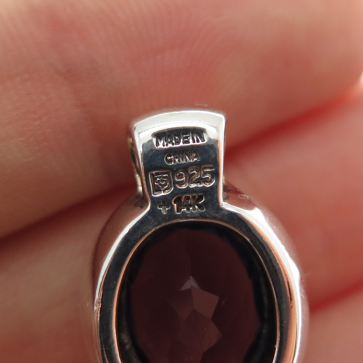MICHELLE ALBALA 925 Sterling Silver 14K Gold Vintage Real Amethyst Mini Pendant