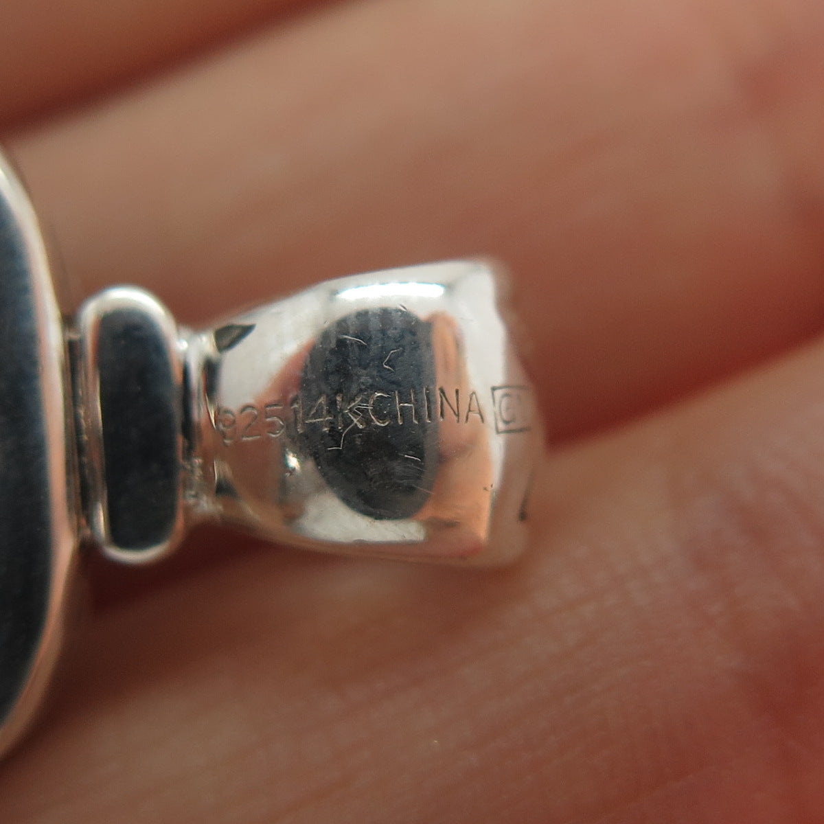 14K Gold 925 Sterling Silver Vintage Real MOP Oxidized Charm Pendant