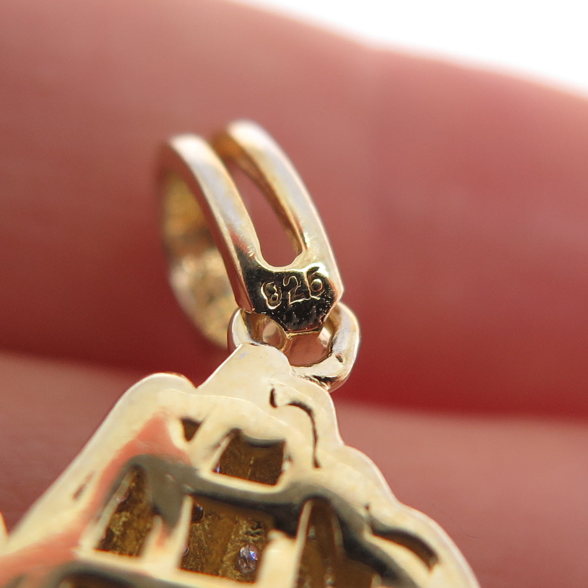 925 Sterling Silver Gold Plated Round-Cut C Z Praying Hands Charm Pendant