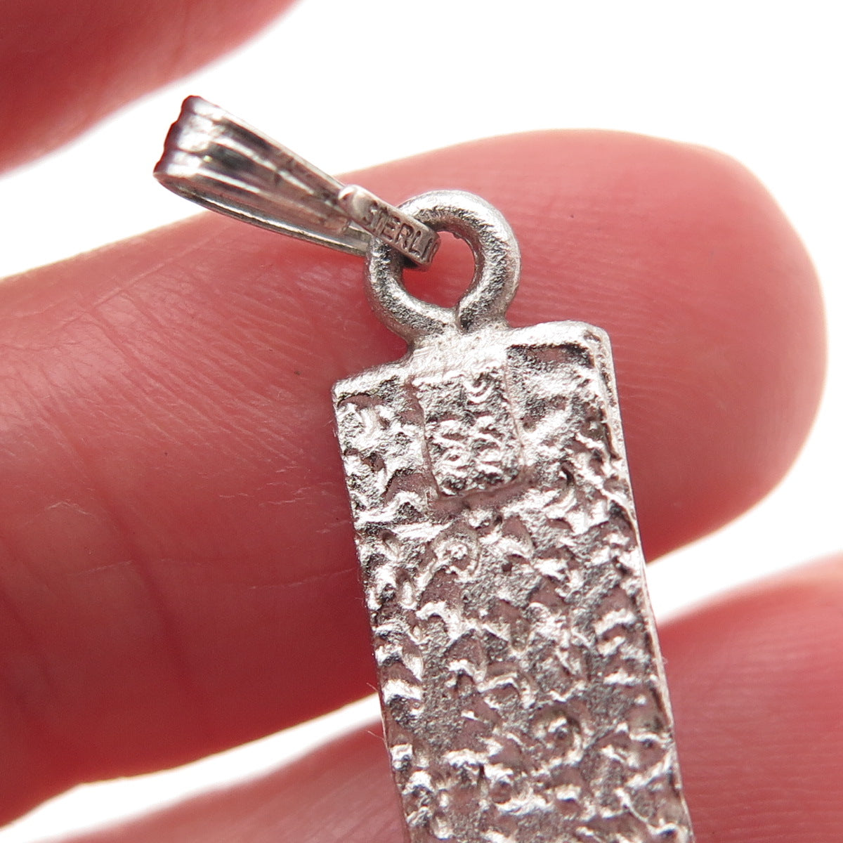 925 Sterling Silver Vintage Nugget Cross Pendant
