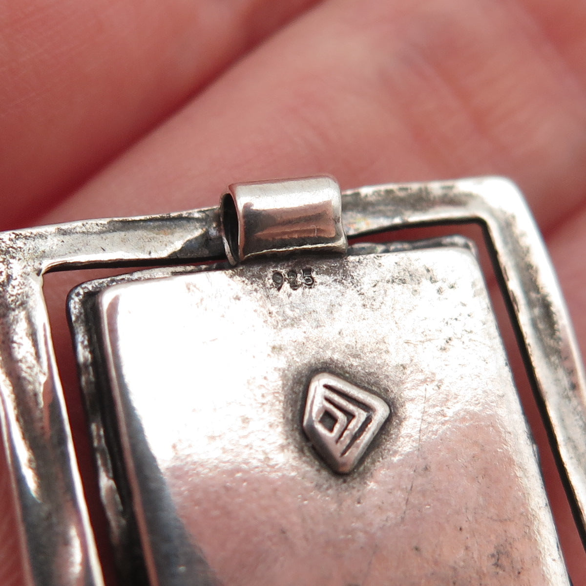 Silpada 925 Sterling Silver Vintage Real Bisbee Turquoise Oxidized Slide Pendant