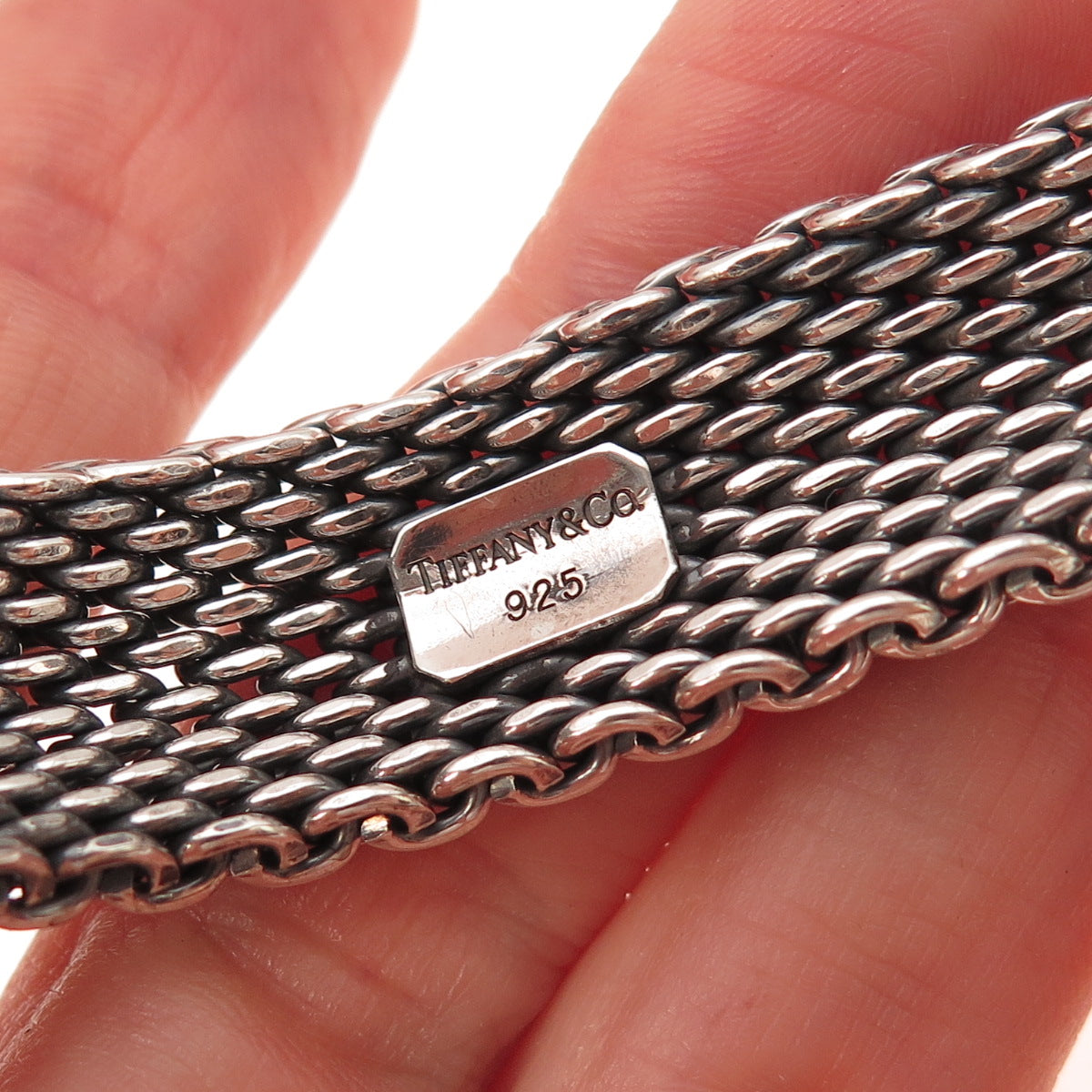 Tiffany & Co. 925 Sterling Silver Vintage Somerset Mesh Bracelet 8"