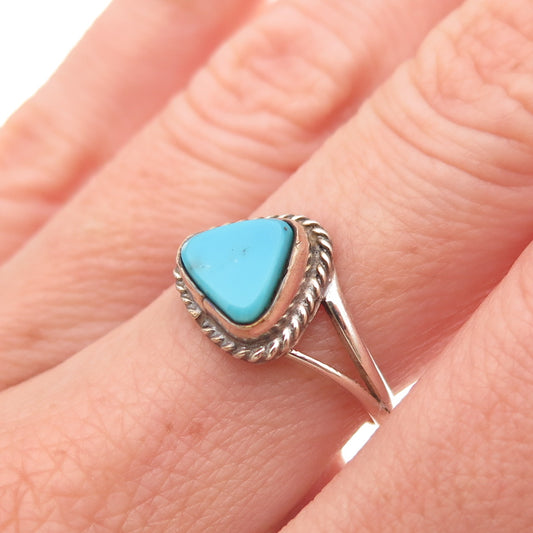 Old Pawn 925 Sterling Silver Vintage Southwestern Turquoise Ring Size 6.75