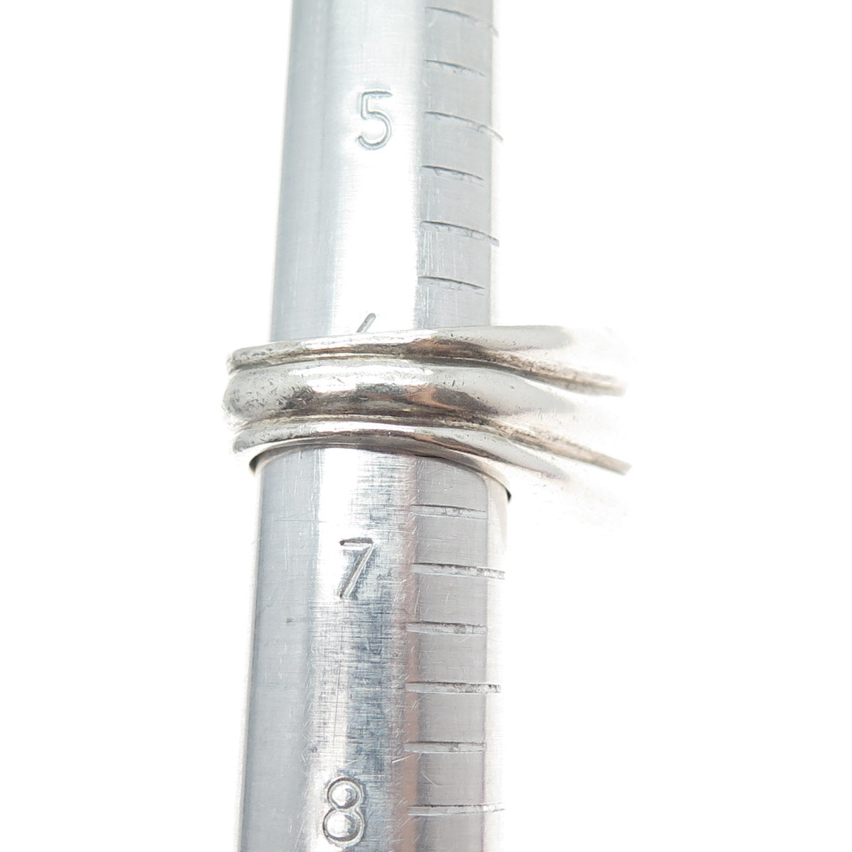 925 Sterling Silver Vintage Modernist Ribbed Dome Ring Size 6.5