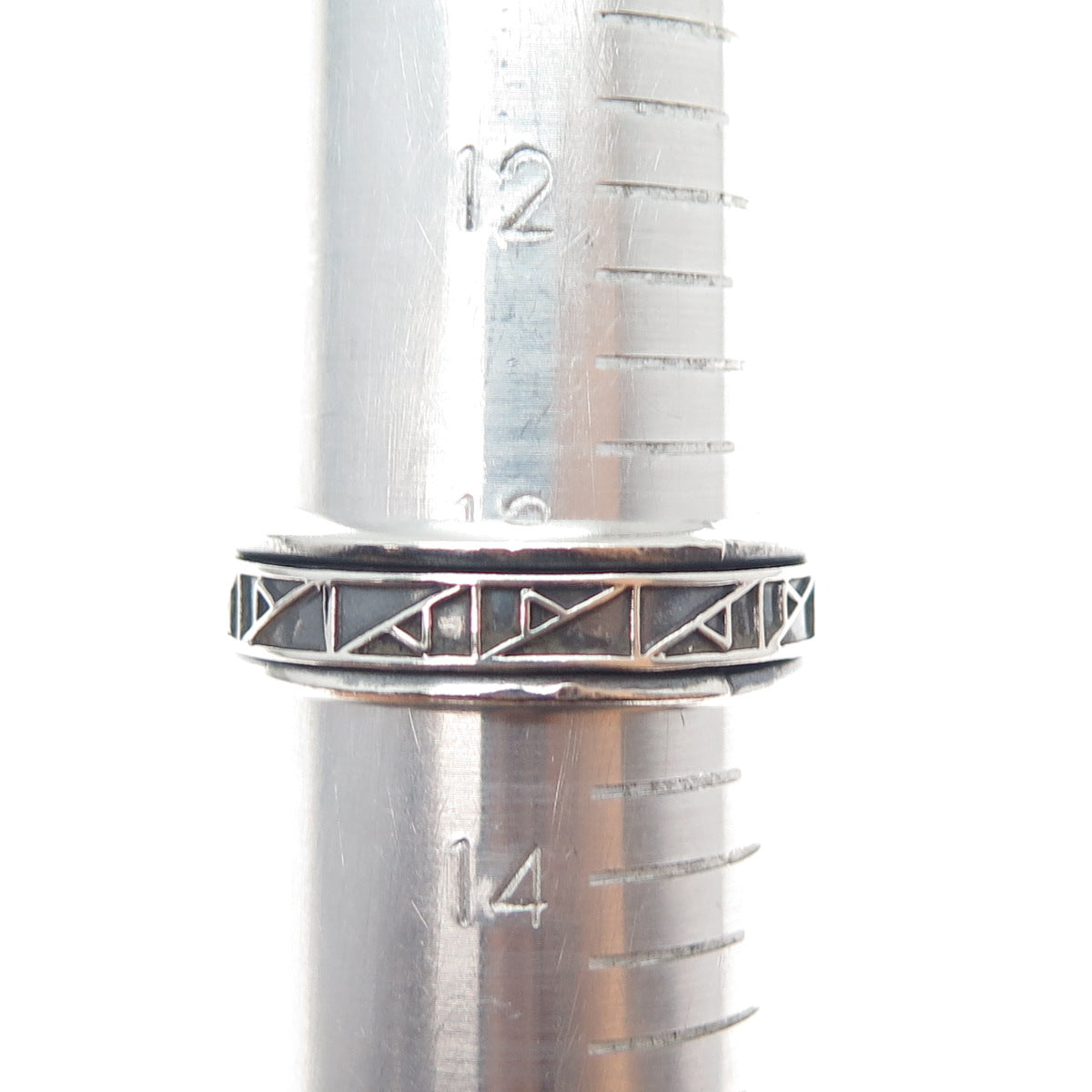 925 Sterling Silver Vintage Modernist Rotating Band Oxidized Ring Size 13.5