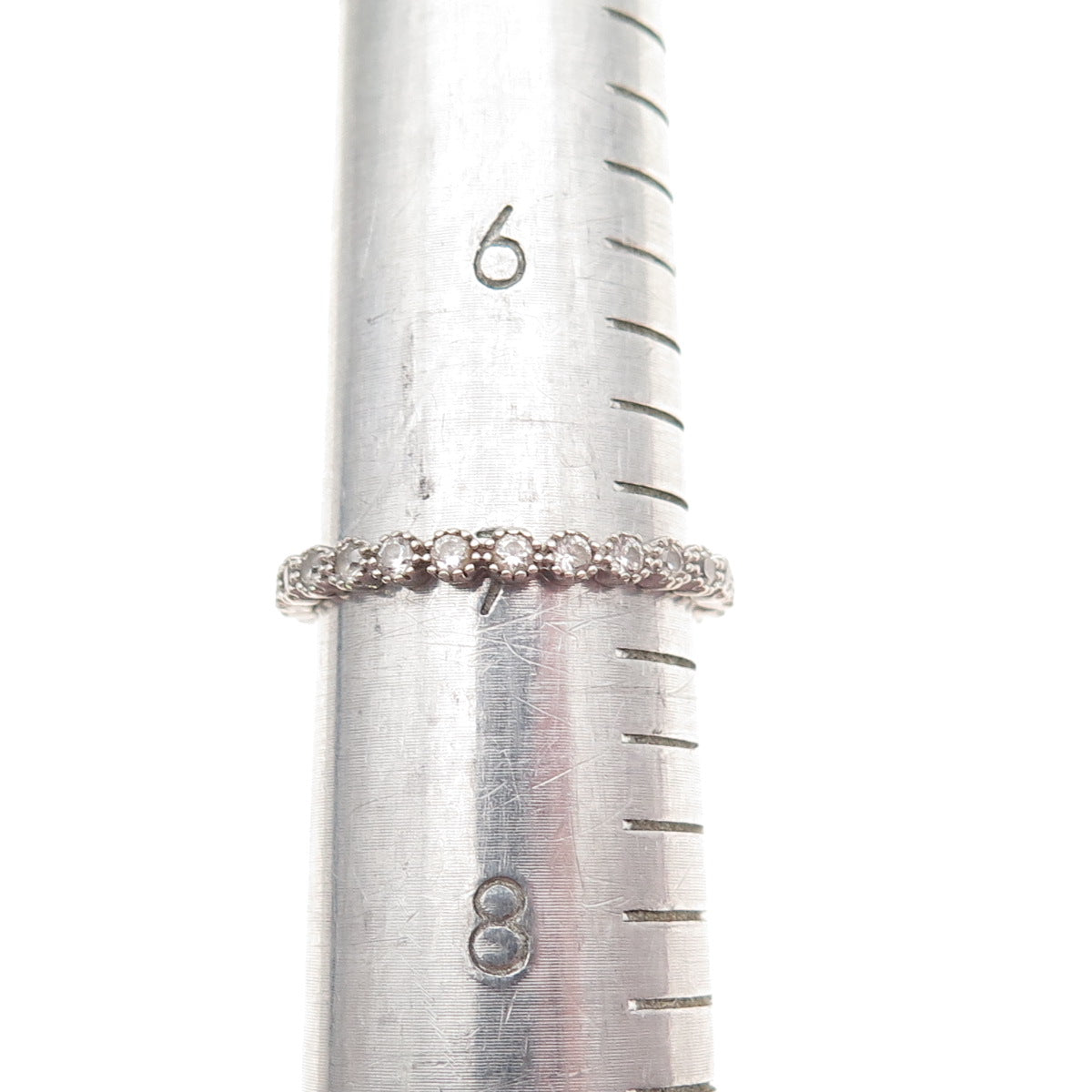 925 Sterling Silver Round-Cut C Z Eternity Stackable Band Ring Size 7