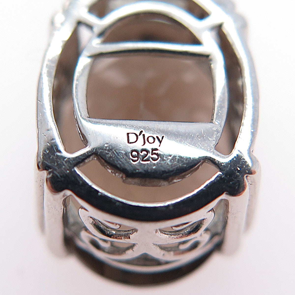 D'Joy 925 Sterling Silver Real Oval-Cut Smoky Quartz Charm Pendant