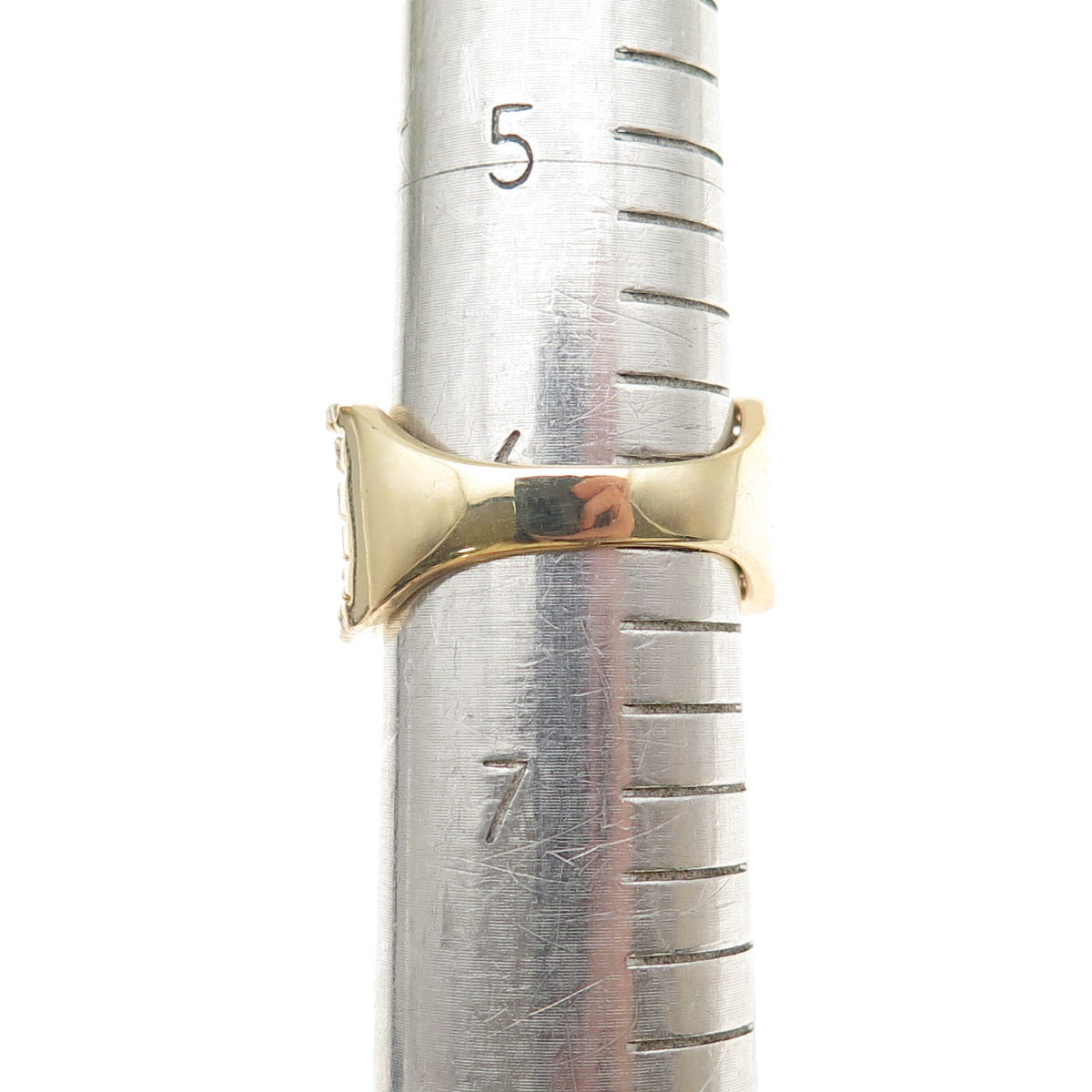 925 Sterling Silver Gold Plated Round-Cut C Z Crisscross Ring Size 6.25