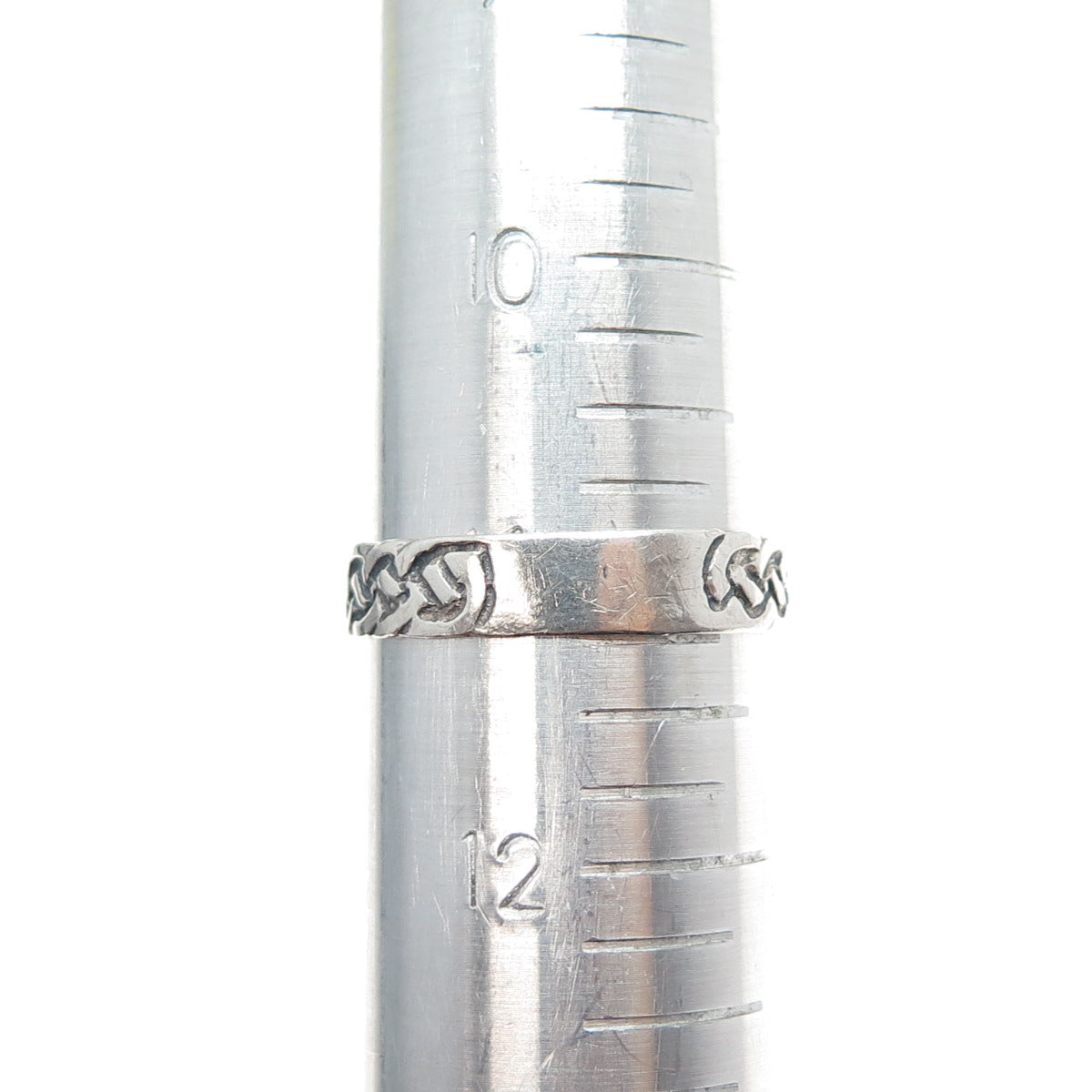 925 Sterling Silver Vintage Celtic Knot Oxidized Band Ring Size 11.25