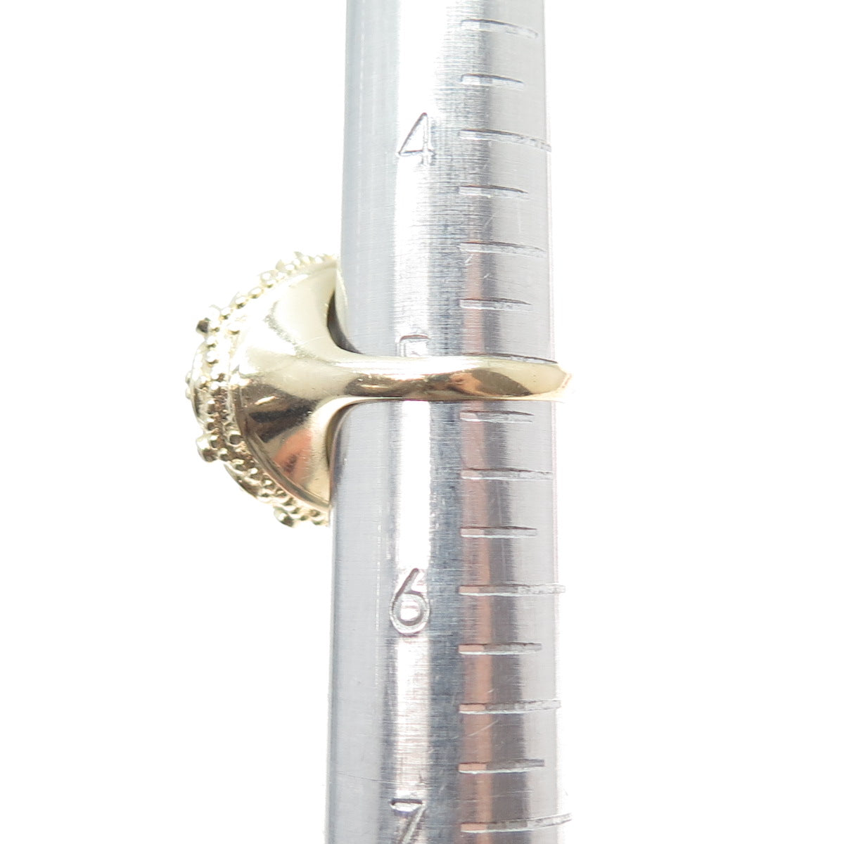 925 Sterling Silver Gold Plated Real Labradorite & C Z Ring Size 5.25