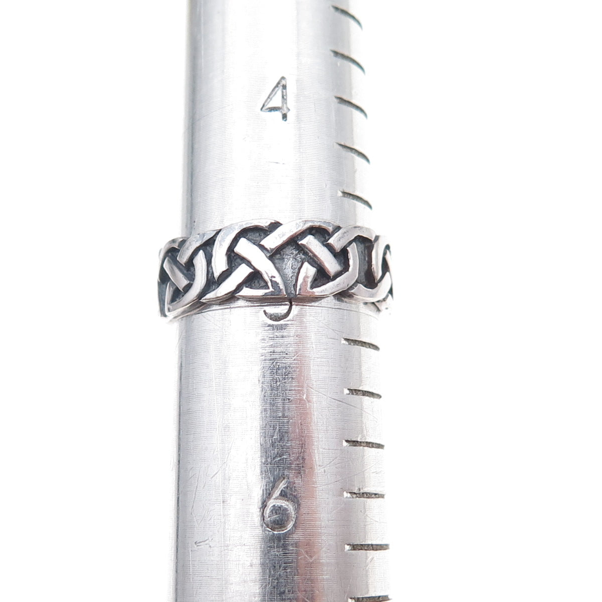 925 Sterling Silver Vintage Celtic Knot Oxidized Band Ring Size 5