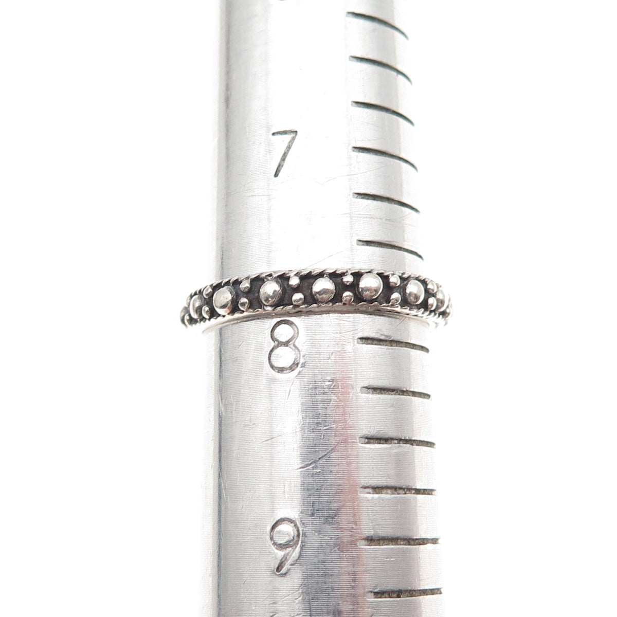 925 Sterling Silver Vintage Dotted Oxidized Band Ring Size 7.75