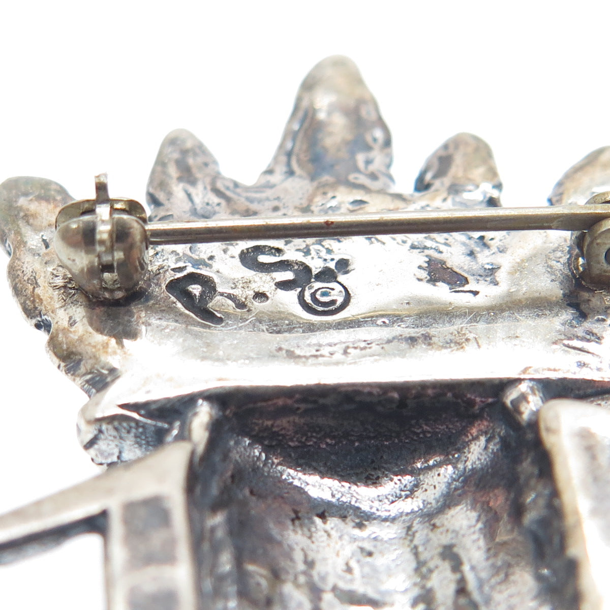 ROBERT SHIELDS Old Pawn Sterling Multi-Crystal Kachina Brooch (missing 1 arrow)